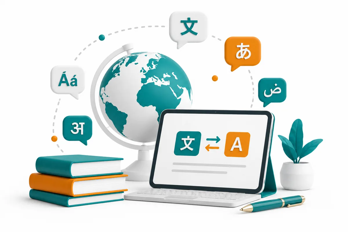 Marka adının özgün yazımı transliterasyonu ve hedef dil açıklamasını dünya dilleriyle karşılaştıran kurumsal görsel