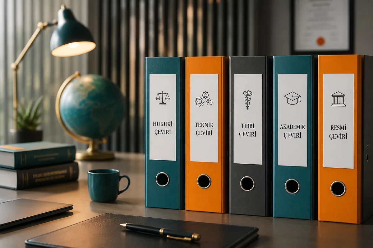 Hukuki teknik tıbbi akademik ve resmî belgeleri uzmanlık alanına göre ayıran tercüme bürosu dosya sistemi
